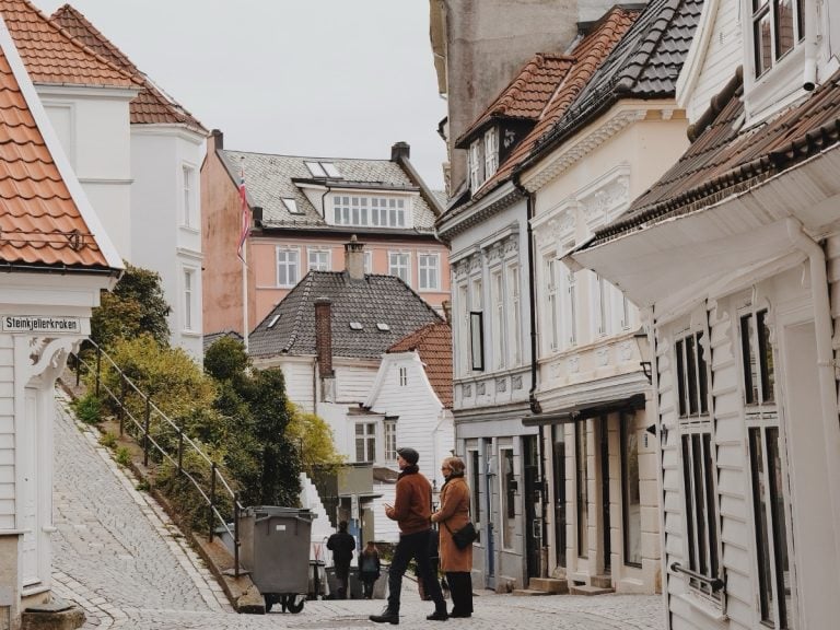 People exploring Bergen, Norway