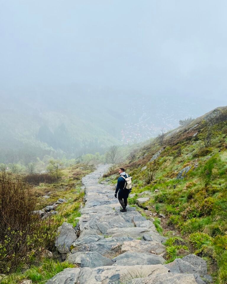 A man hiking in Ulriken, Bergen, Norway