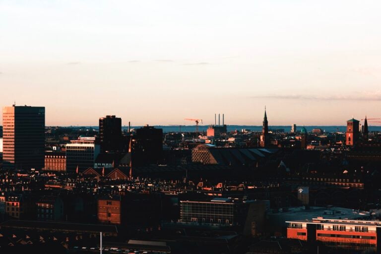 The Copenhagen skyline at sunset