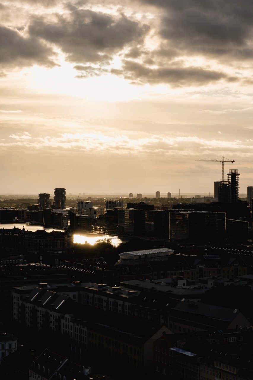 A view of the Kaktus Towers and Vesterbro from Vor Frelsers Kirke