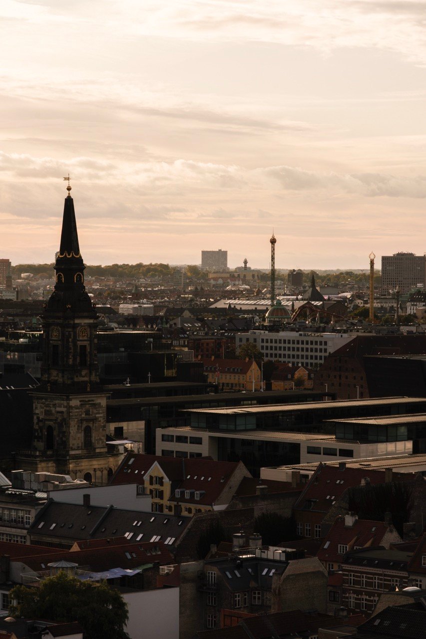 A view of the Copenhagen skyline from Vor Frelsers Kirke, also known as the Church of Our Saviour