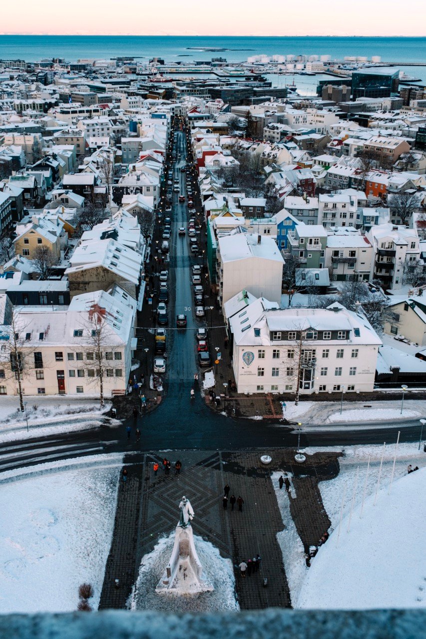 The skyline of reykjavik from hallgrimskirkja