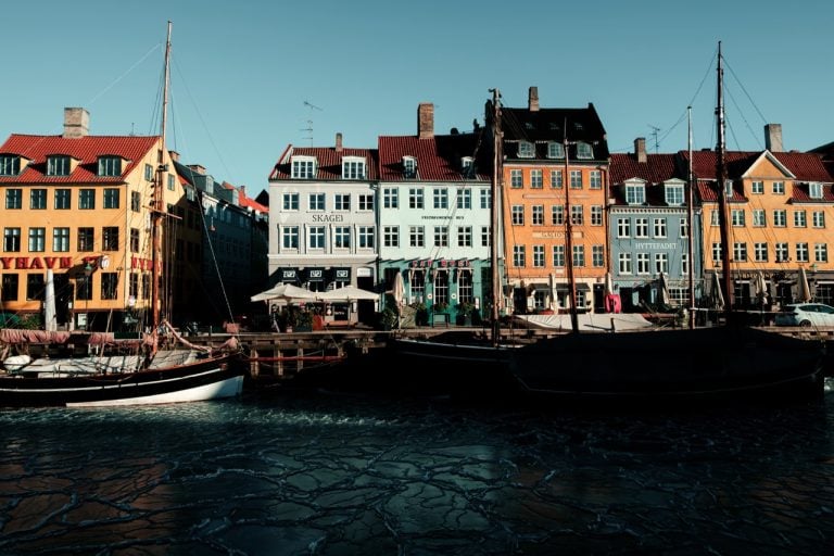 A photo of a frozen canal in Copenhagen