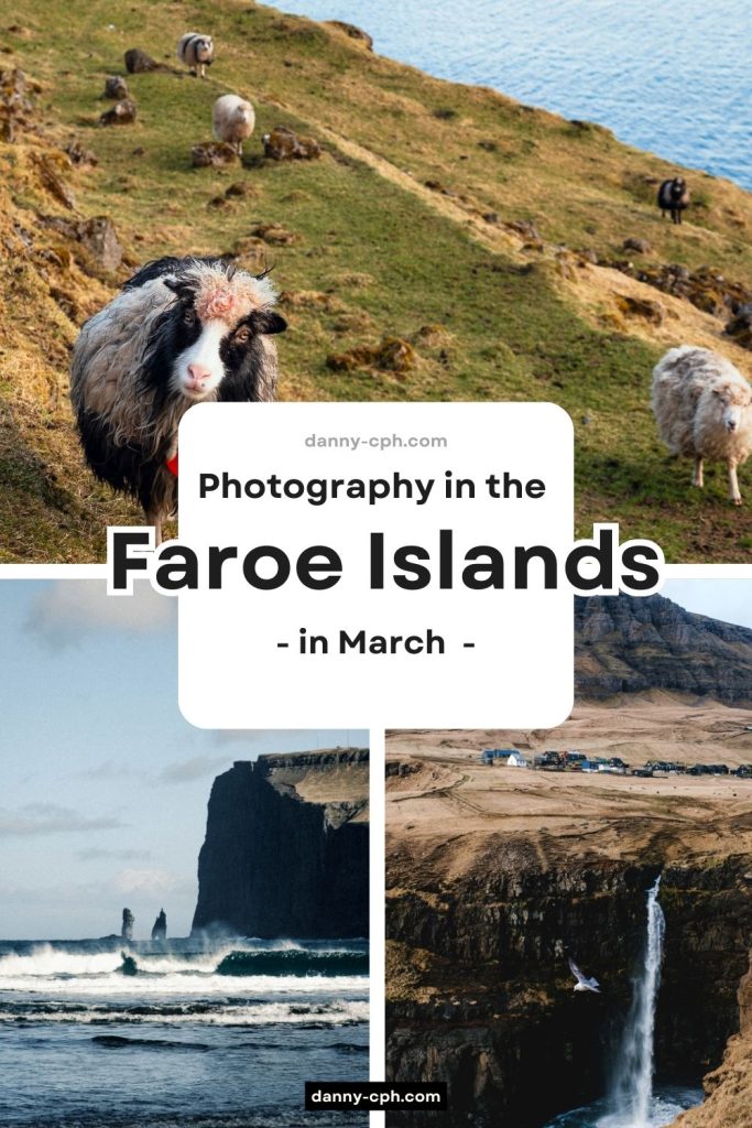 A Pinterest post for a March photography trip in the Faroe Islands