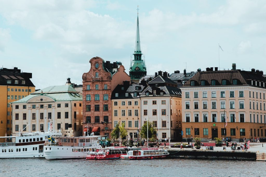 A photo looking toward Gamla Stan, Stockholm, on a sunny day