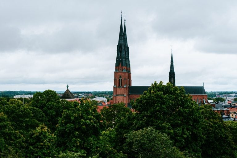 A view of Uppsala Cathedral from the city