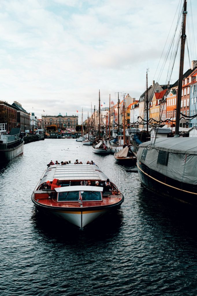 A boat passing through Nyhavn, Copenhagen