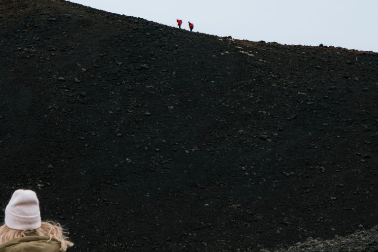 Hiking the Eldfell volcano in Iceland