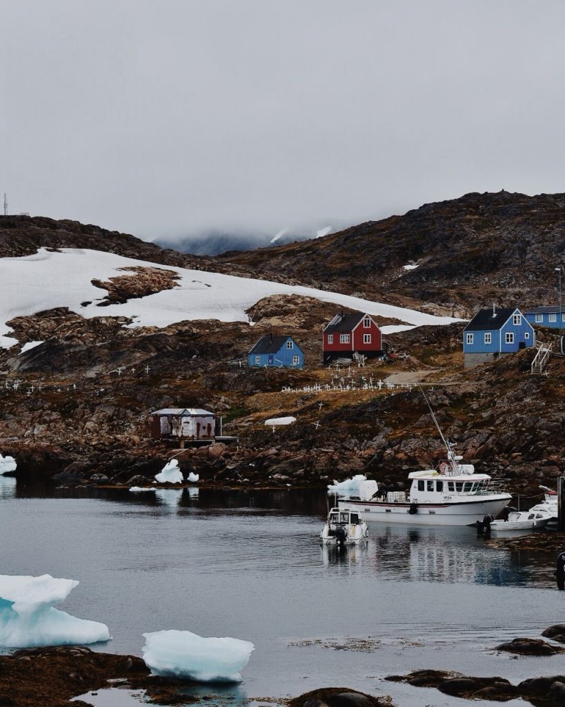 A town in Greenland along the shore