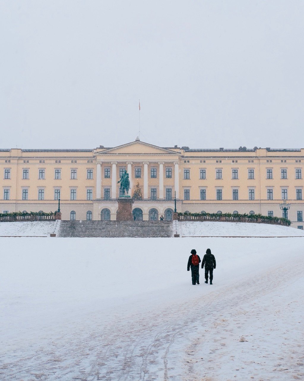 The Norwegian Royal Palace in Oslo During the Winter