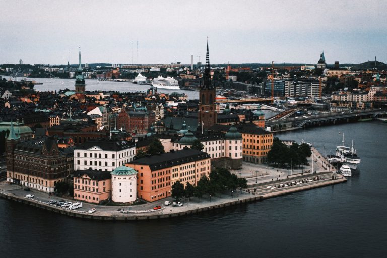 A view of the Stockholm skyline from the city hall in the summer