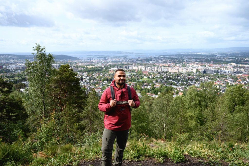 A man hiking Grefsenkollen, Oslo