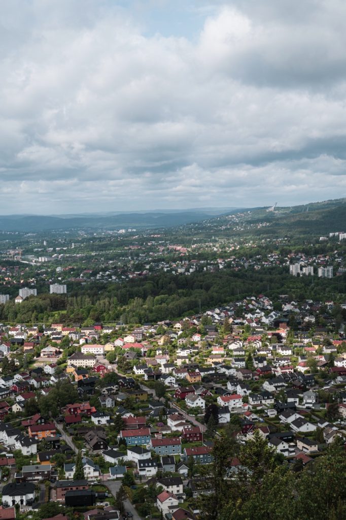 A view of Holmenkollen, Oslo, from the Grefsenkollen trail