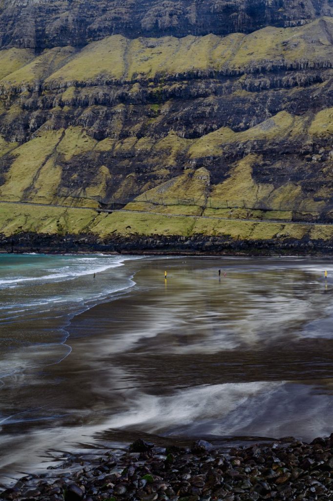 A black sand beach in the Faroe Islands